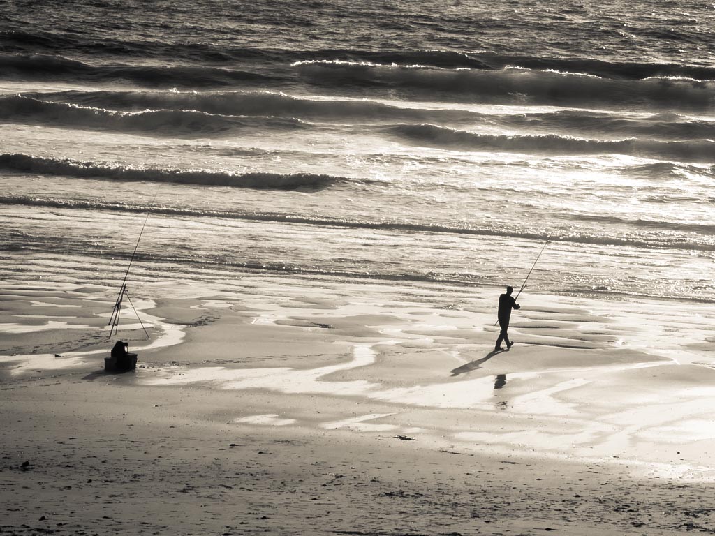 Landscape photograph — Fishing on Porthtowan beach Cornwall