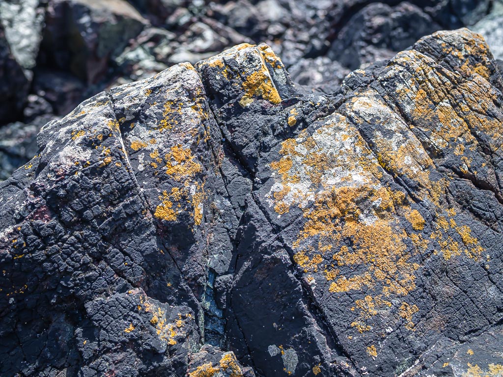 Landscape photograph — Rock formation with lichen at Kynance Cove Cornwall