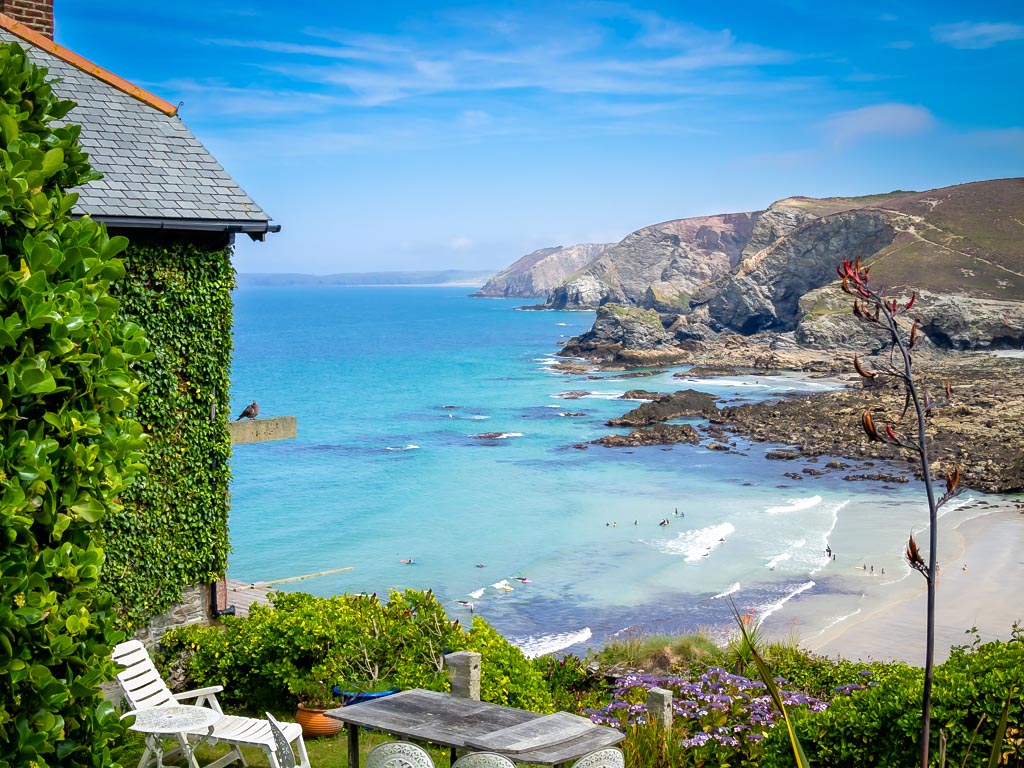 Landscape photograph — View of St Agnes beach and coastline Cornwall