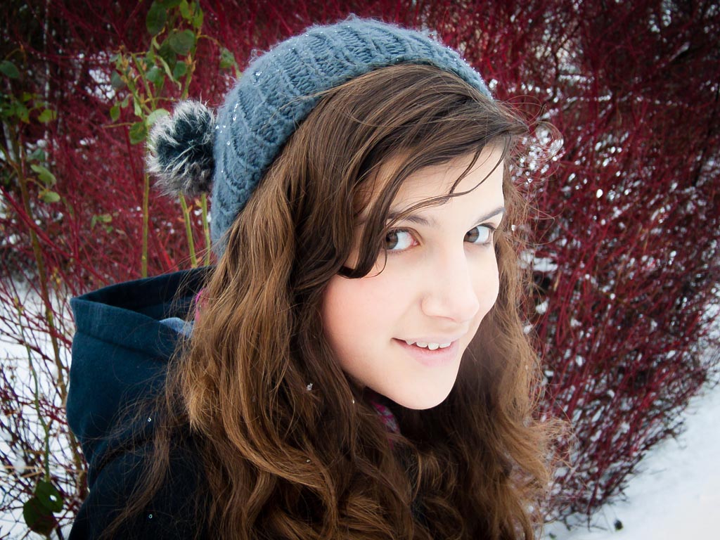 People photograph — Winter snow scene portrait