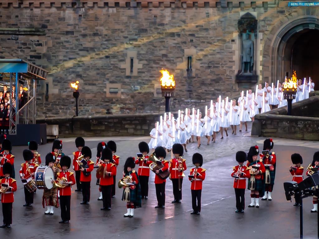 Performance photograph — The Royal Edinburgh Military tattoo - mass pipes and drums
