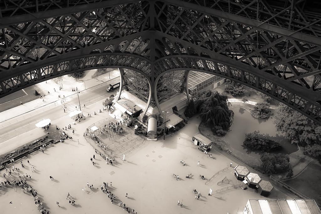 Travel photograph — View down from eiffel tower Paris