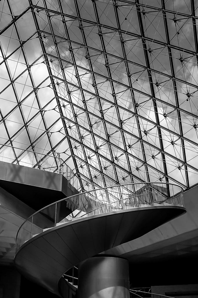 Travel photograph — View of Louvre glass roof panels Paris
