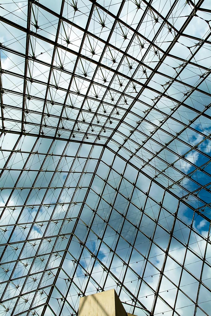 Travel photograph — View of Louvre glass roof panels Paris